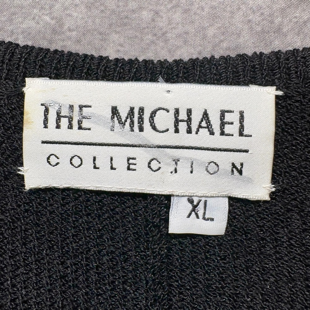 The Michael Collection Black Red Santana Knit Button Front Dress XL Art Vintage - Picture 7 of 15